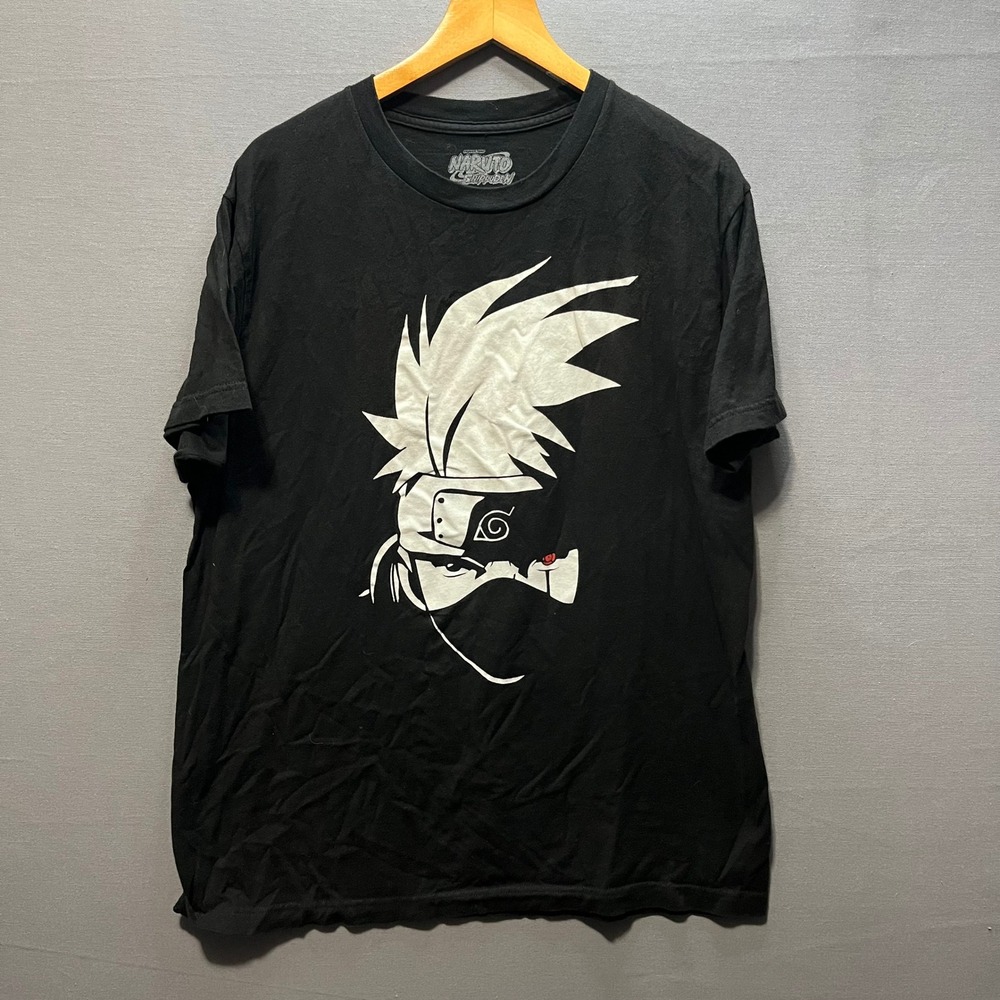 Naruto Shippuden Kakashi Hatake Graphic T-Shirt Mens Large Black Ripple Junction